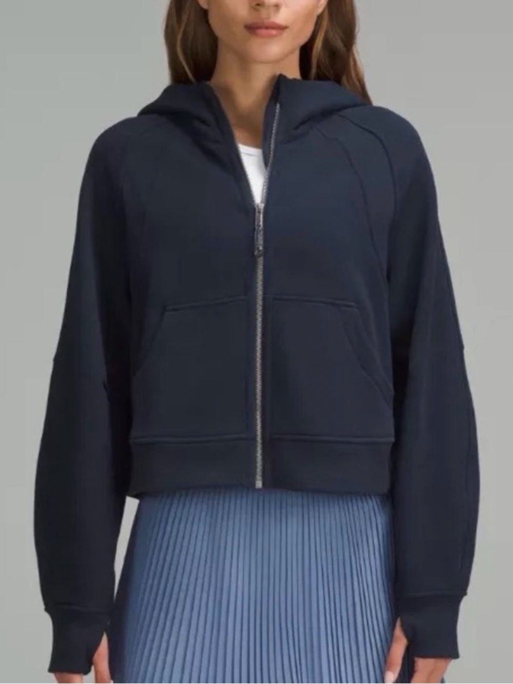 lululemon athletica Navy Blue Full Zip-Up Hooded Scuba Sweatshirt Sz XS/S